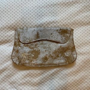 Anthropologie Miss Albright Metallic Leather Clutch